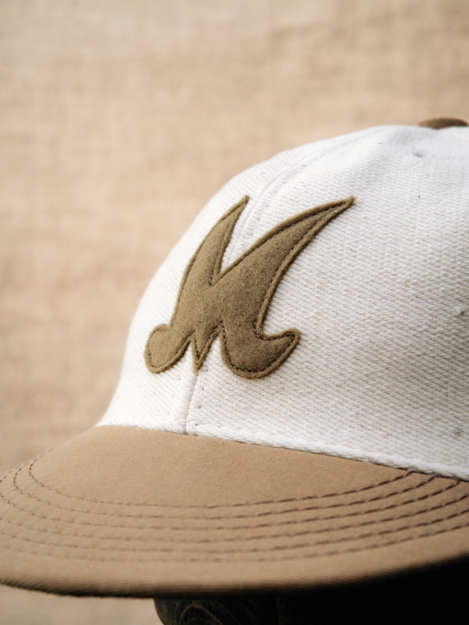 Ball Cap – Undyed Selvedge Twill/Cotton Twill, Ecru/Taupe
