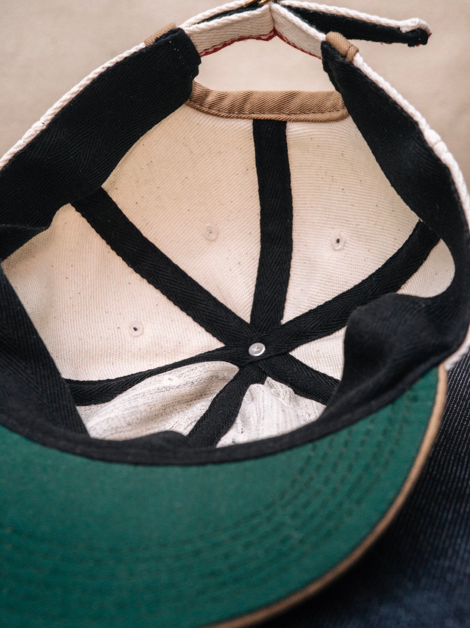 Ball Cap – Undyed Selvedge Twill/Cotton Twill, Ecru/Taupe