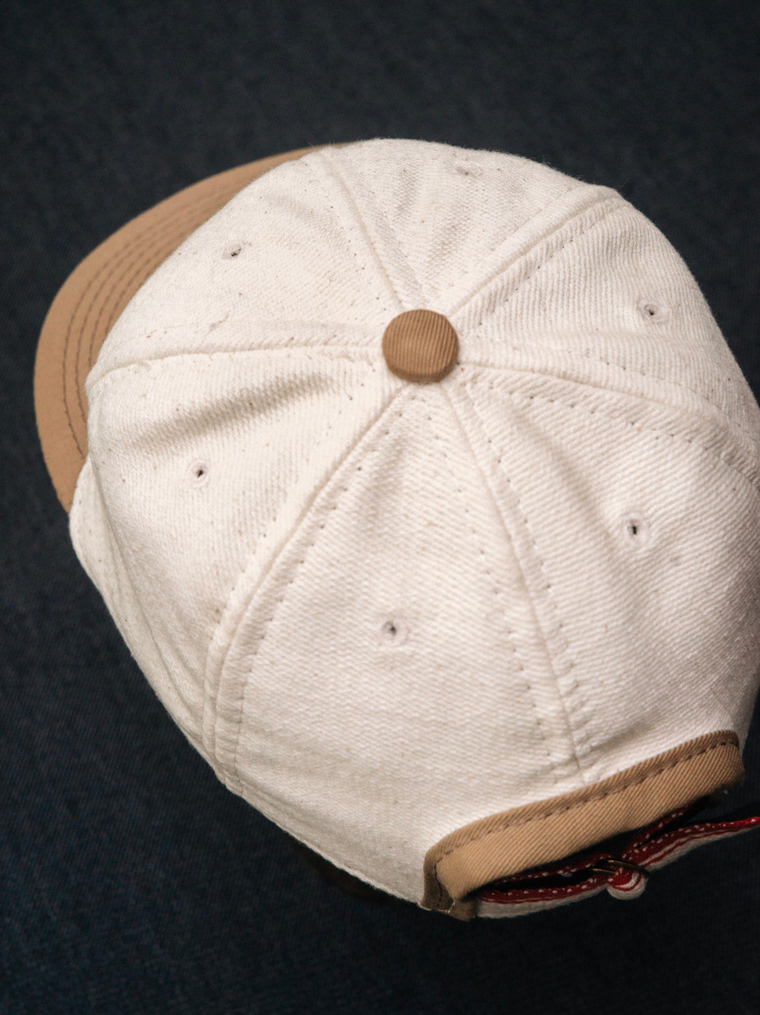 Ball Cap – Undyed Selvedge Twill/Cotton Twill, Ecru/Taupe