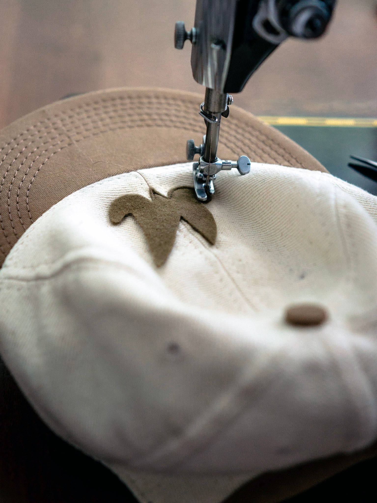 Ball Cap – Undyed Selvedge Twill/Cotton Twill, Ecru/Taupe